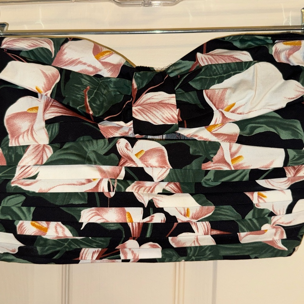 Express Black Floral Strapless Top